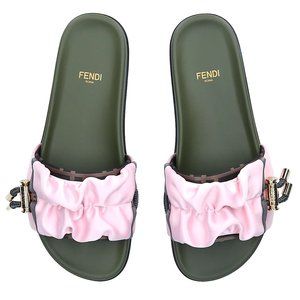 Fendi Pink Vertigo Satin Slide Sandals